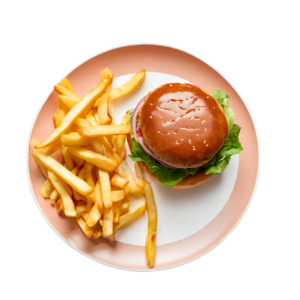 Beef Burger SERVED WITH FRIES. CHOICE OF BEEF OR CHICKEN