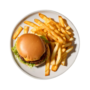 Toasted Cheddar Cheese Burger served with Fries