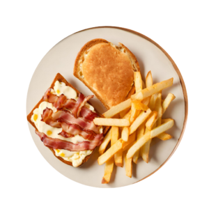 Toasted Cheese & Bacon served with Fries. White or Brown Bread