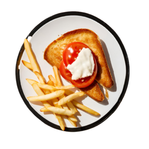 Toasted Mozzarella & Tomato served with Fries. White or Brown Bread